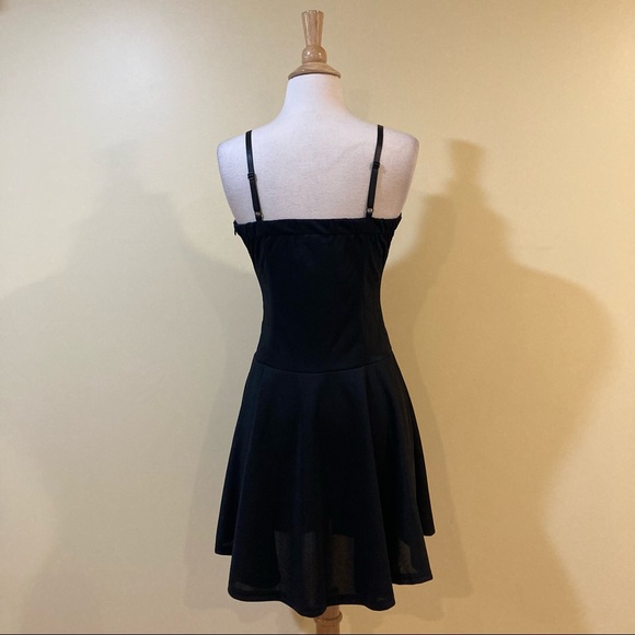 Lace Up Corset Style Bodice Stretchy Side Zip Adjustable Straps Skater Dress - Picture 7 of 12